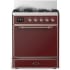 Ilve Majestic III Collection UM30QNR3BUPLP - 30 inch Dual Fuel Range with 5 Black Brass Burners