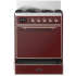 Ilve Majestic III Collection UM30QNR3BUPLP - 30 inch Dual Fuel Range with 5 Black Brass Burners
