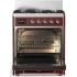 Ilve Majestic III Collection UM30QNR3BUPLP - 30 inch Dual Fuel Range with 5 Black Brass Burners