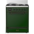 Ilve Majestic III Collection UM30QNR3EGBLP - 30 inch Dual Fuel Range with 5 Black Brass Burners
