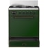 Ilve Majestic III Collection UM30QNR3EGBLP - 30 inch Dual Fuel Range with 5 Black Brass Burners
