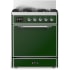Ilve Majestic III Collection UM30QNR3EGCLP - 30 inch Dual Fuel Range with 5 Black Brass Burners