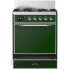 Ilve Majestic III Collection UM30QNR3EGCLP - 30 inch Dual Fuel Range with 5 Black Brass Burners