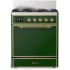 Ilve Majestic III Collection UM30QNR3EGGLP - 30 inch Dual Fuel Range with 5 Black Brass Burners