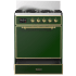 Ilve Majestic III Collection UM30QNR3EGGLP - 30 inch Dual Fuel Range with 5 Black Brass Burners