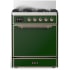 Ilve Majestic III Collection UM30QNR3EGPLP - 30 inch Dual Fuel Range with 5 Black Brass Burners