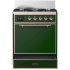 Ilve Majestic III Collection UM30QNR3EGPLP - 30 inch Dual Fuel Range with 5 Black Brass Burners