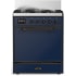Ilve Majestic III Collection UM30QNR3MBBLP - 30 inch Dual Fuel Range with 5 Black Brass Burners