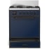 Ilve Majestic III Collection UM30QNR3MBBLP - 30 inch Dual Fuel Range with 5 Black Brass Burners
