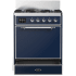Ilve Majestic III Collection UM30QNR3MBCLP - 30 inch Dual Fuel Range with 5 Black Brass Burners