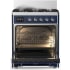 Ilve Majestic III Collection UM30QNR3MBCLP - 30 inch Dual Fuel Range with 5 Black Brass Burners
