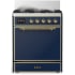 Ilve Majestic III Collection UM30QNR3MBGLP - 30 inch Dual Fuel Range with 5 Black Brass Burners