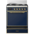 Ilve Majestic III Collection UM30QNR3MBGLP - 30 inch Dual Fuel Range with 5 Black Brass Burners