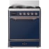 Ilve Majestic III Collection UM30QNR3MBP - 30 inch Dual Fuel Range with 5 Black Brass Burners