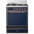 Ilve Majestic III Collection UM30QNR3MBP - 30 inch Dual Fuel Range with 5 Black Brass Burners