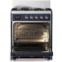 Ilve Majestic III Collection UM30QNR3MBP - 30 inch Dual Fuel Range with 5 Black Brass Burners