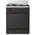 Ilve Majestic III Collection UM30QNR3MGBLP - 30 inch Dual Fuel Range with 5 Black Brass Burners