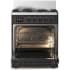 Ilve Majestic III Collection UM30QNR3MGBLP - 30 inch Dual Fuel Range with 5 Black Brass Burners