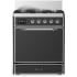 Ilve Majestic III Collection UM30QNR3MGCLP - 30 inch Dual Fuel Range with 5 Black Brass Burners