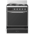 Ilve Majestic III Collection UM30QNR3MGCLP - 30 inch Dual Fuel Range with 5 Black Brass Burners