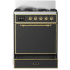 Ilve Majestic III Collection UM30QNR3MGGLP - 30 inch Dual Fuel Range with 5 Black Brass Burners