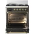 Ilve Majestic III Collection UM30QNR3MGGLP - 30 inch Dual Fuel Range with 5 Black Brass Burners