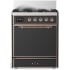 Ilve Majestic III Collection UM30QNR3MGPLP - 30 inch Dual Fuel Range with 5 Black Brass Burners