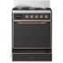 Ilve Majestic III Collection UM30QNR3MGPLP - 30 inch Dual Fuel Range with 5 Black Brass Burners
