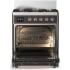 Ilve Majestic III Collection UM30QNR3MGPLP - 30 inch Dual Fuel Range with 5 Black Brass Burners