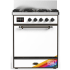 Ilve Majestic III Collection UM30QNR3RABLP - 30 inch Dual Fuel Range with 5 Black Brass Burners