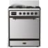 Ilve Majestic III Collection UM30QNR3SSBLP - 30 inch Dual Fuel Range with 5 Black Brass Burners