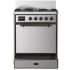 Ilve Majestic III Collection UM30QNR3SSBLP - 30 inch Dual Fuel Range with 5 Black Brass Burners
