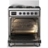 Ilve Majestic III Collection UM30QNR3SSBLP - 30 inch Dual Fuel Range with 5 Black Brass Burners