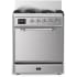 Ilve Majestic III Collection UM30QNR3SSCLP - 30 inch Dual Fuel Range with 5 Black Brass Burners