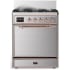 Ilve Majestic III Collection UM30QNR3SSPLP - 30 inch Dual Fuel Range with 5 Black Brass Burners
