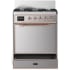 Ilve Majestic III Collection UM30QNR3SSPLP - 30 inch Dual Fuel Range with 5 Black Brass Burners