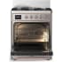 Ilve Majestic III Collection UM30QNR3SSPLP - 30 inch Dual Fuel Range with 5 Black Brass Burners
