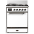 Ilve Majestic III Collection UM30QNR3WHBLP - 30 inch Dual Fuel Range with 5 Black Brass Burners