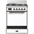 Ilve Majestic III Collection UM30QNR3WHBLP - 30 inch Dual Fuel Range with 5 Black Brass Burners