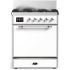 Ilve Majestic III Collection UM30QNR3WHCLP - 30 inch Dual Fuel Range with 5 Black Brass Burners