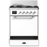 Ilve Majestic III Collection UM30QNR3WHCLP - 30 inch Dual Fuel Range with 5 Black Brass Burners