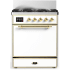 Ilve Majestic III Collection UM30QNR3WHGLP - 30 inch Dual Fuel Range with 5 Black Brass Burners