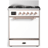 Ilve Majestic III Collection UM30QNR3WHP - 30 inch Dual Fuel Range with 5 Black Brass Burners