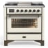 Ilve Majestic III Collection UM36FNR3AWBLP - 36 inch Dual Fuel Range with 6 Black Brass Burners and Griddle