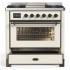 Ilve Majestic III Collection UM36FNR3AWBLP - 36 inch Dual Fuel Range with 6 Black Brass Burners and Griddle