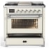 Ilve Majestic III Collection UM36FNR3AWCLP - 36 inch Dual Fuel Range with 6 Black Brass Burners and Griddle