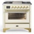 Ilve Majestic III Collection UM36FNR3AWG - 36 inch Dual Fuel Range with 6 Black Brass Burners and Griddle