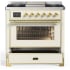 Ilve Majestic III Collection UM36FNR3AWG - 36 inch Dual Fuel Range with 6 Black Brass Burners and Griddle