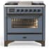 Ilve Majestic III Collection UM36FNR3BGBLP - 36 inch Dual Fuel Range with 6 Black Brass Burners and Griddle