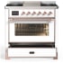 Ilve Majestic III Collection UM36FNR3WHPLP - Majestic III 36 inch Dual Fuel Range